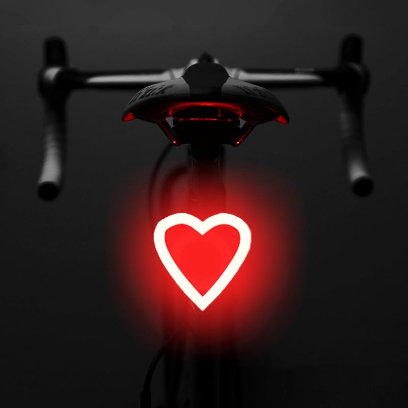 AaiLucky Rechargeable Bike Tail Light, LED Bicycle Rear Light for Night Riding, Bright Girls Heart Shape Bike Taillight, Cycling Warning Light for Adult Kids Women, 5 Lighting Mode - Image 1